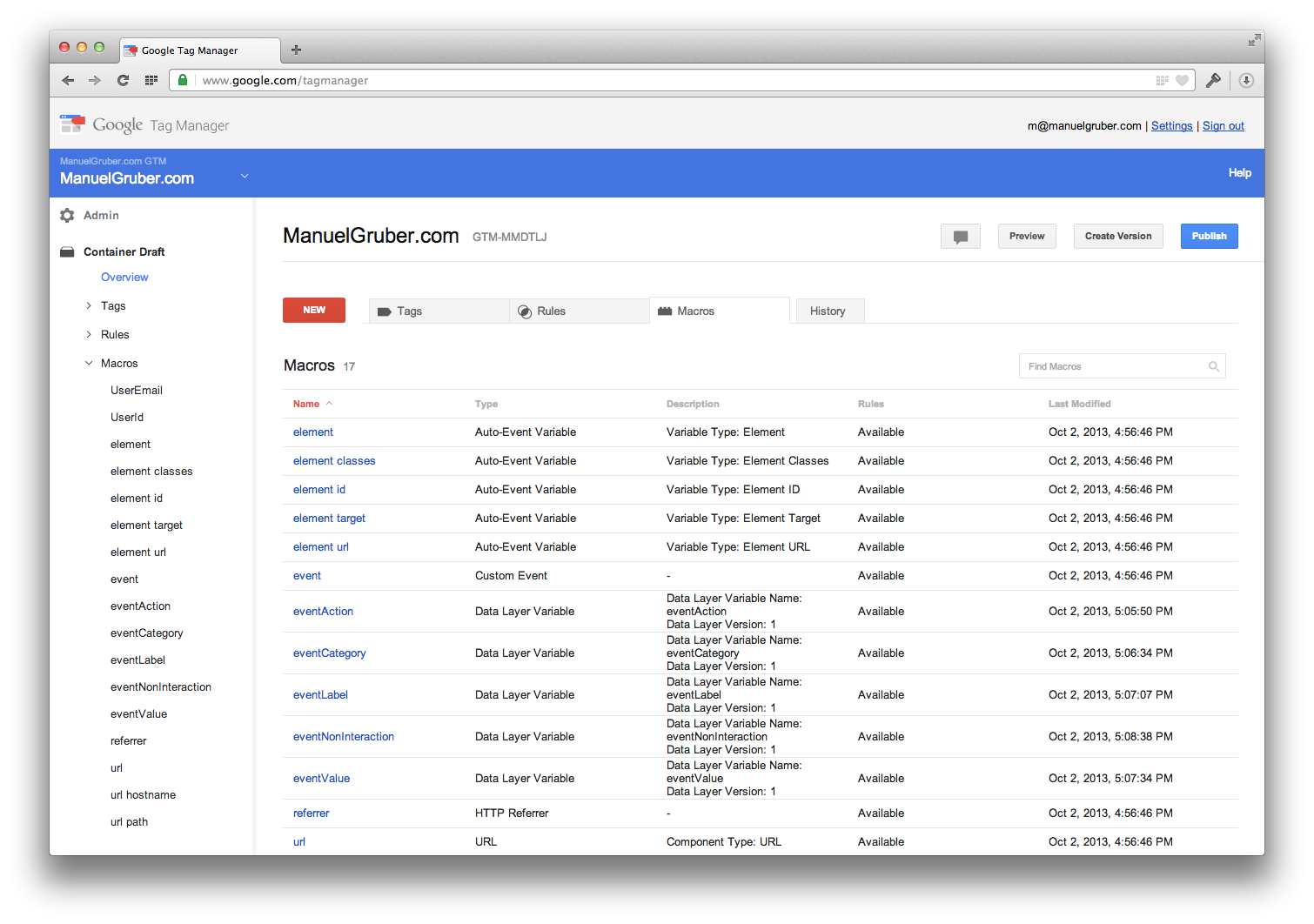 Google Tag Manager - Macros